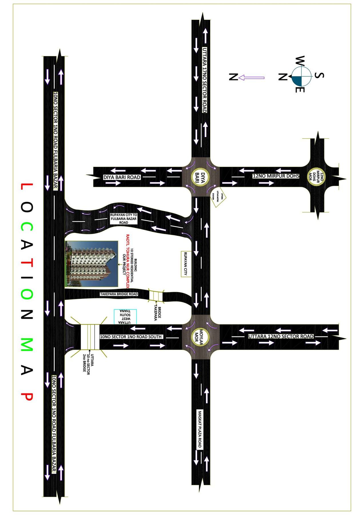 Route Direction to Radtl Tohura Nur Complex